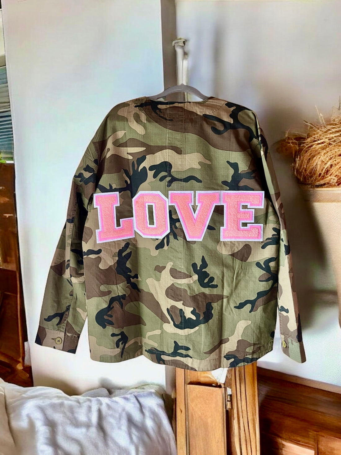 LOVE camo shacket