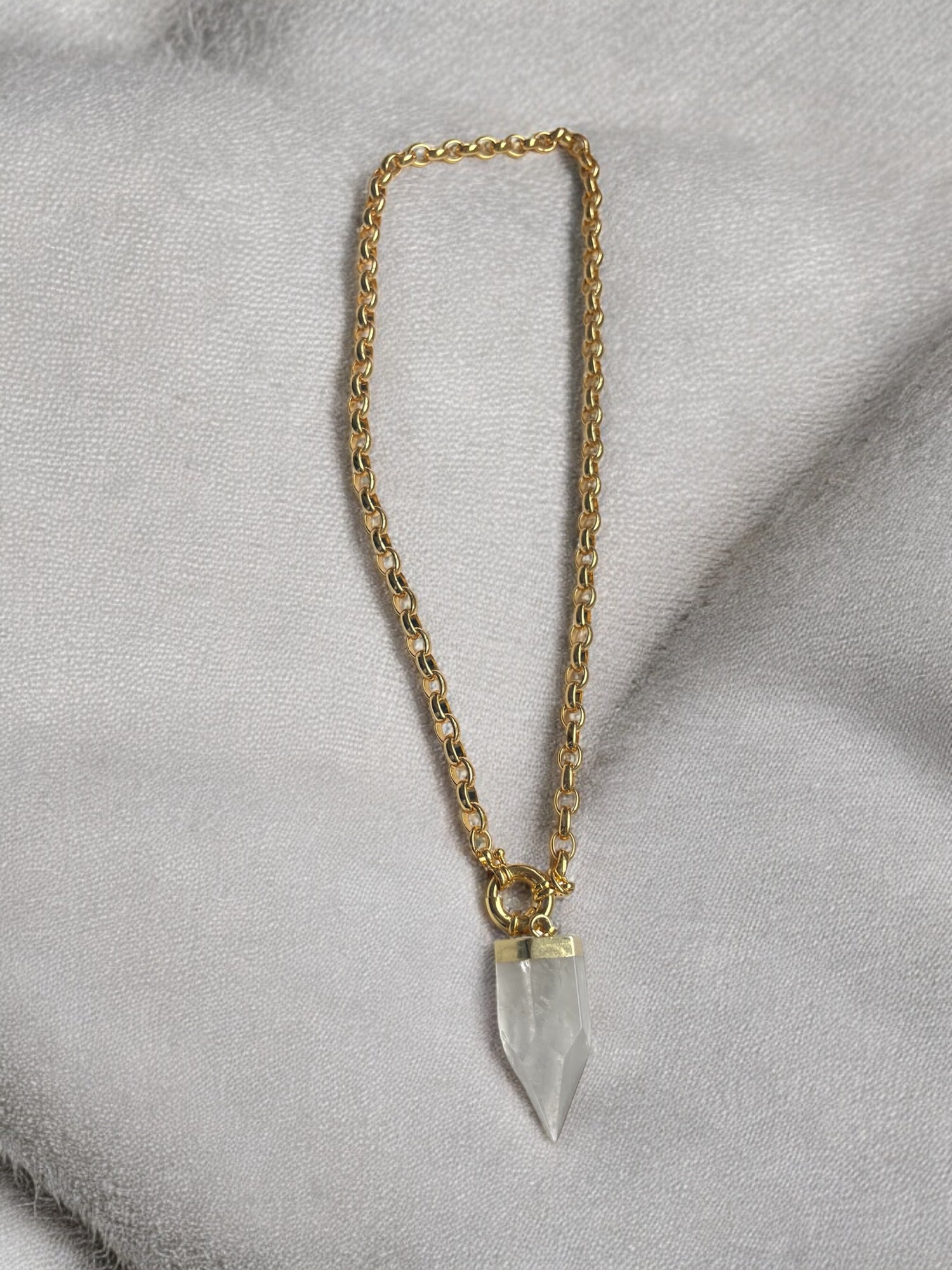 Crystal quartz T bar necklace