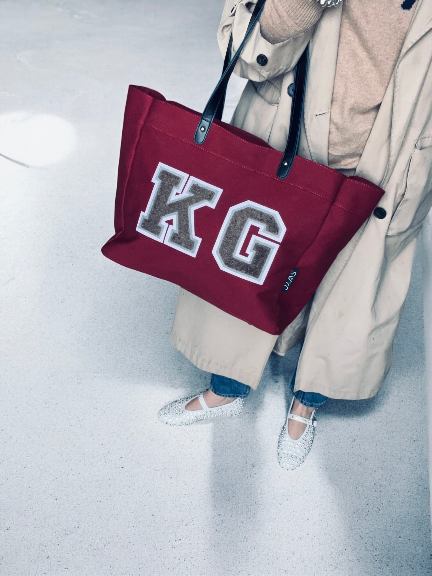 Burgundy shopper bag