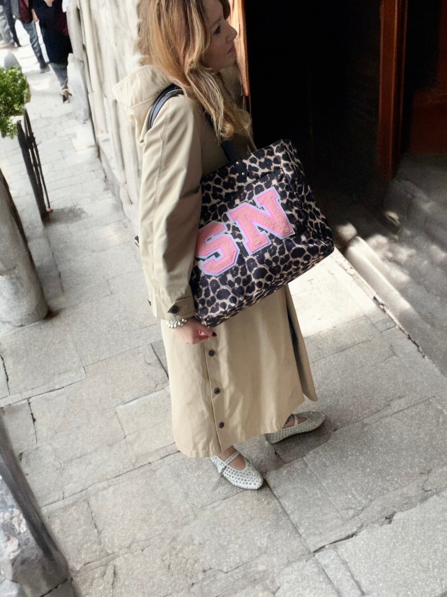 Leopard print shopper bag