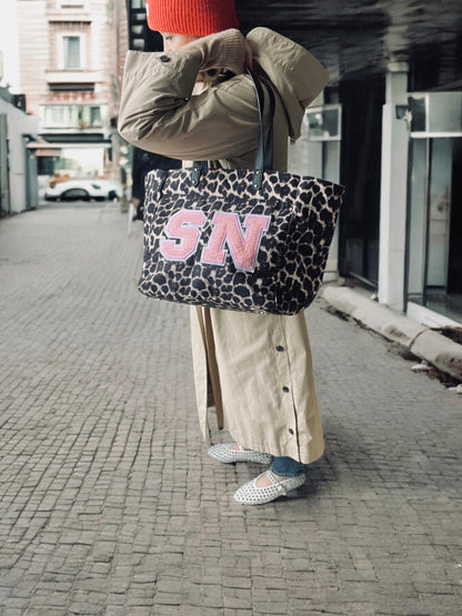 Leopard print shopper bag