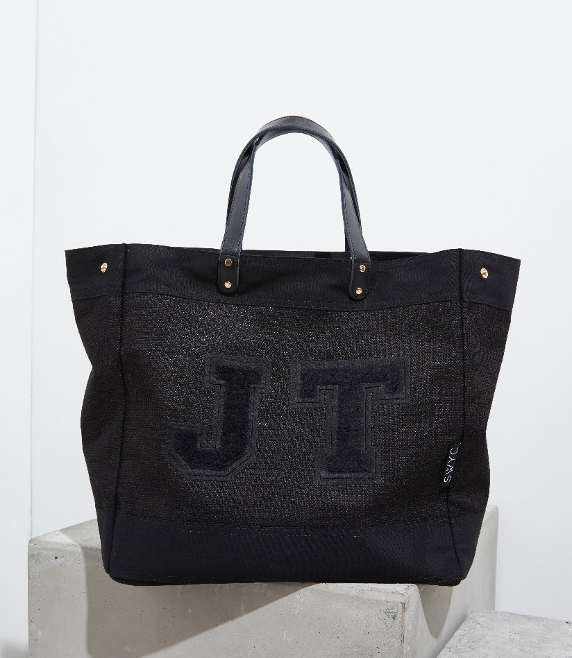 Black jute market shopper bag