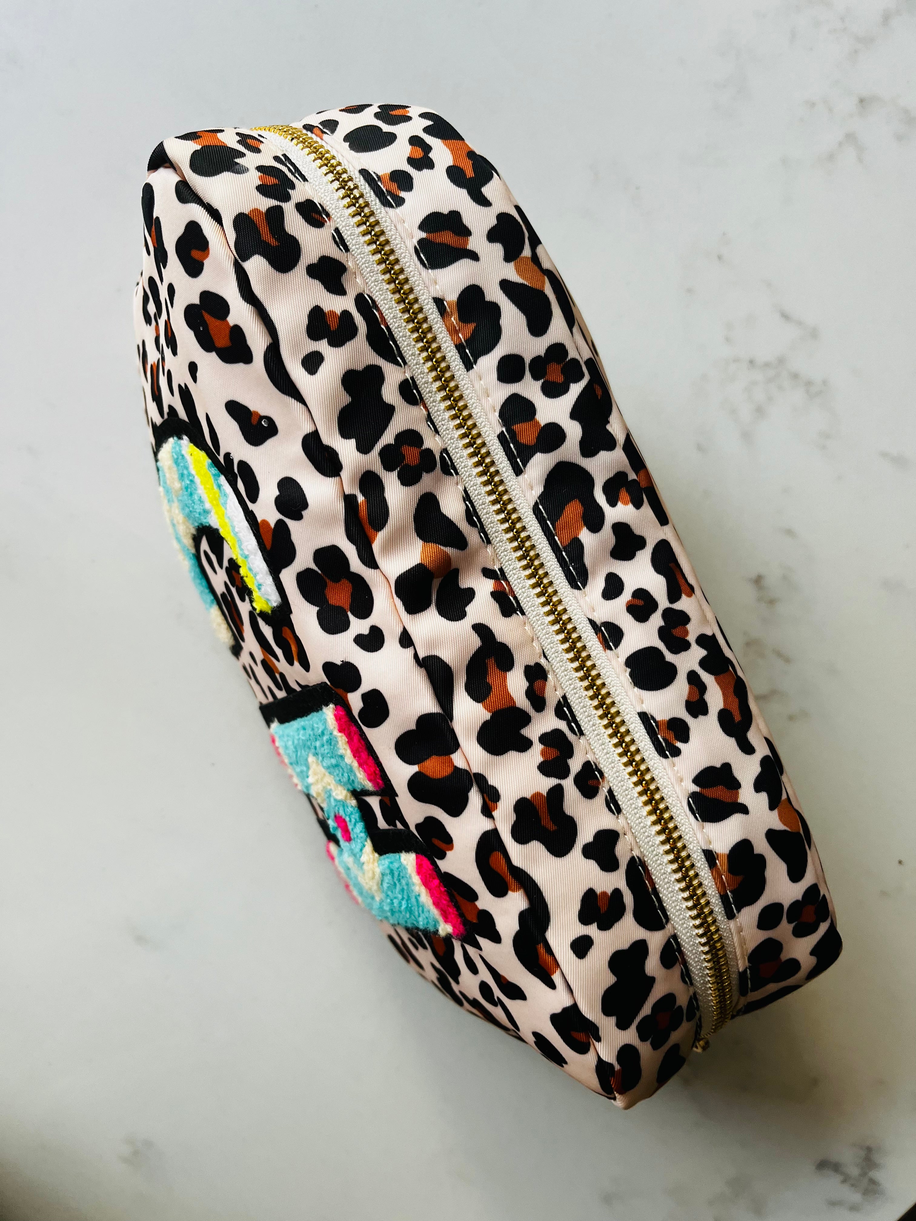 Personalised leopard print wash bag