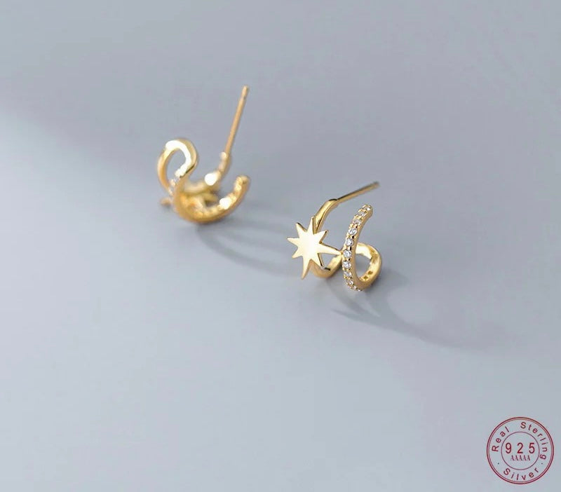 Double hoop star earrings