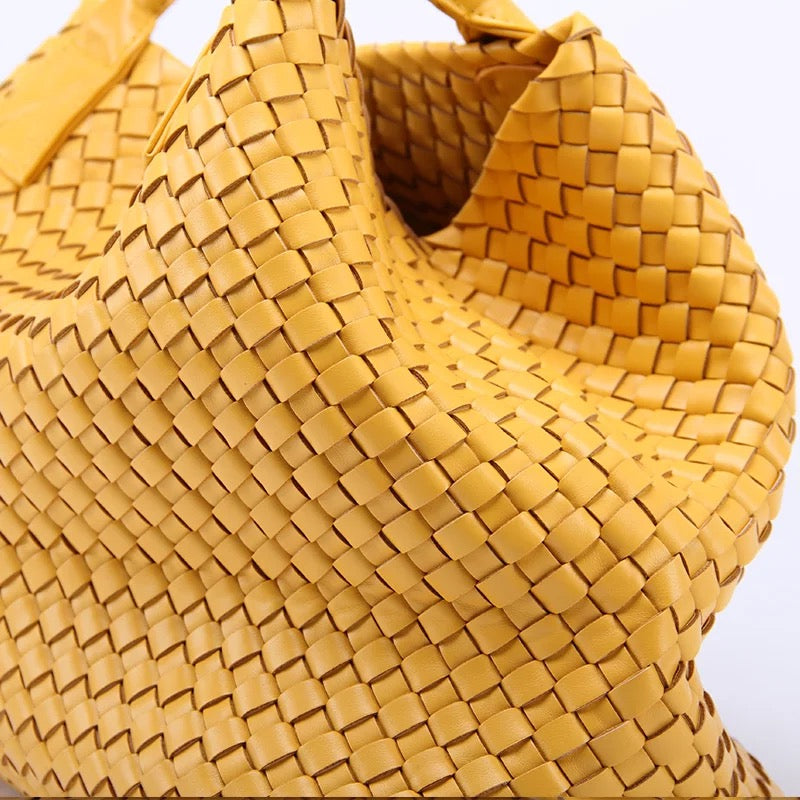 YELLOW WOVEN SHOPPER BAG – SWYC