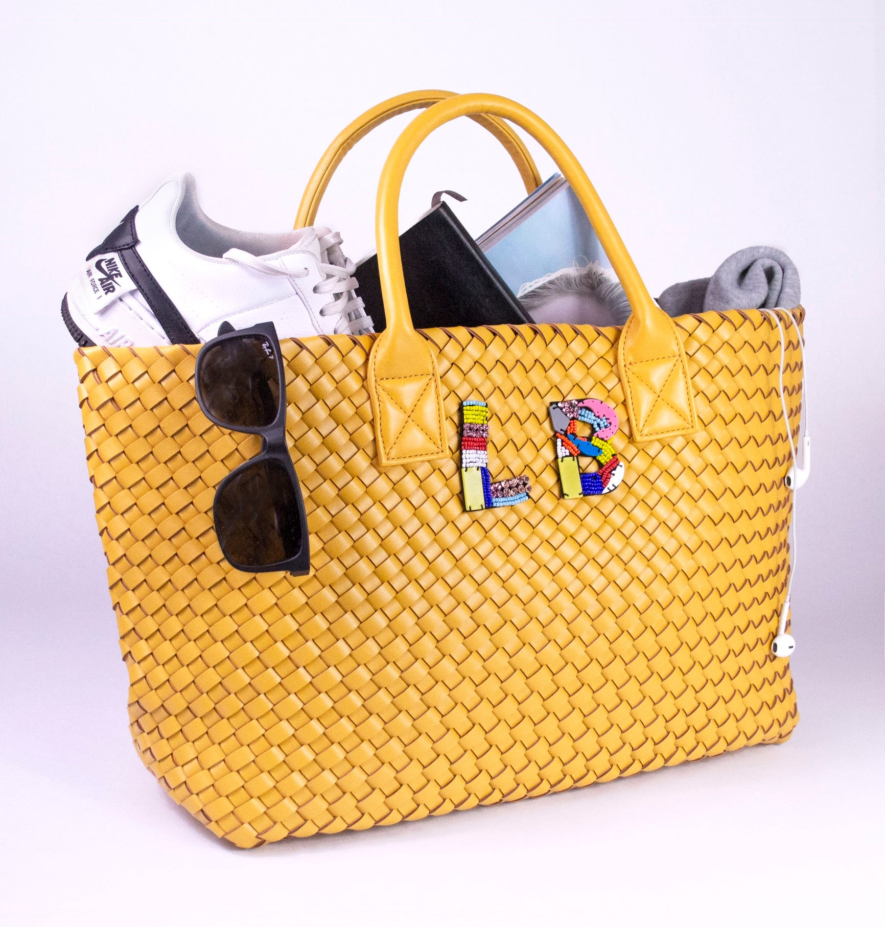 YELLOW WOVEN SHOPPER BAG