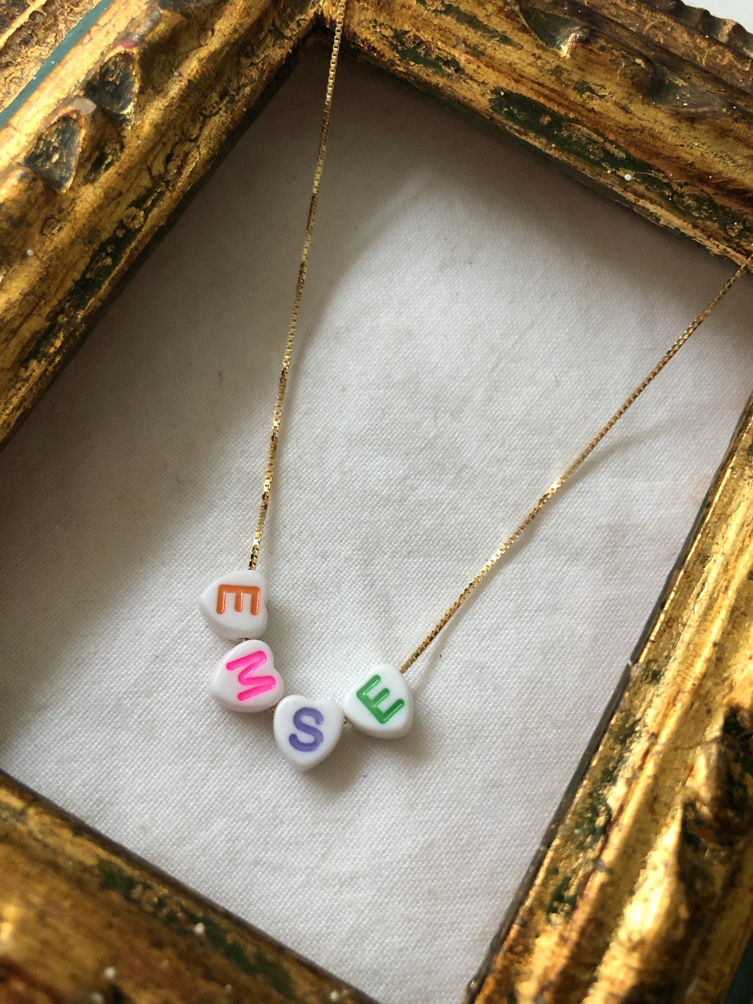 HEART BEADED NAME NECKLACE