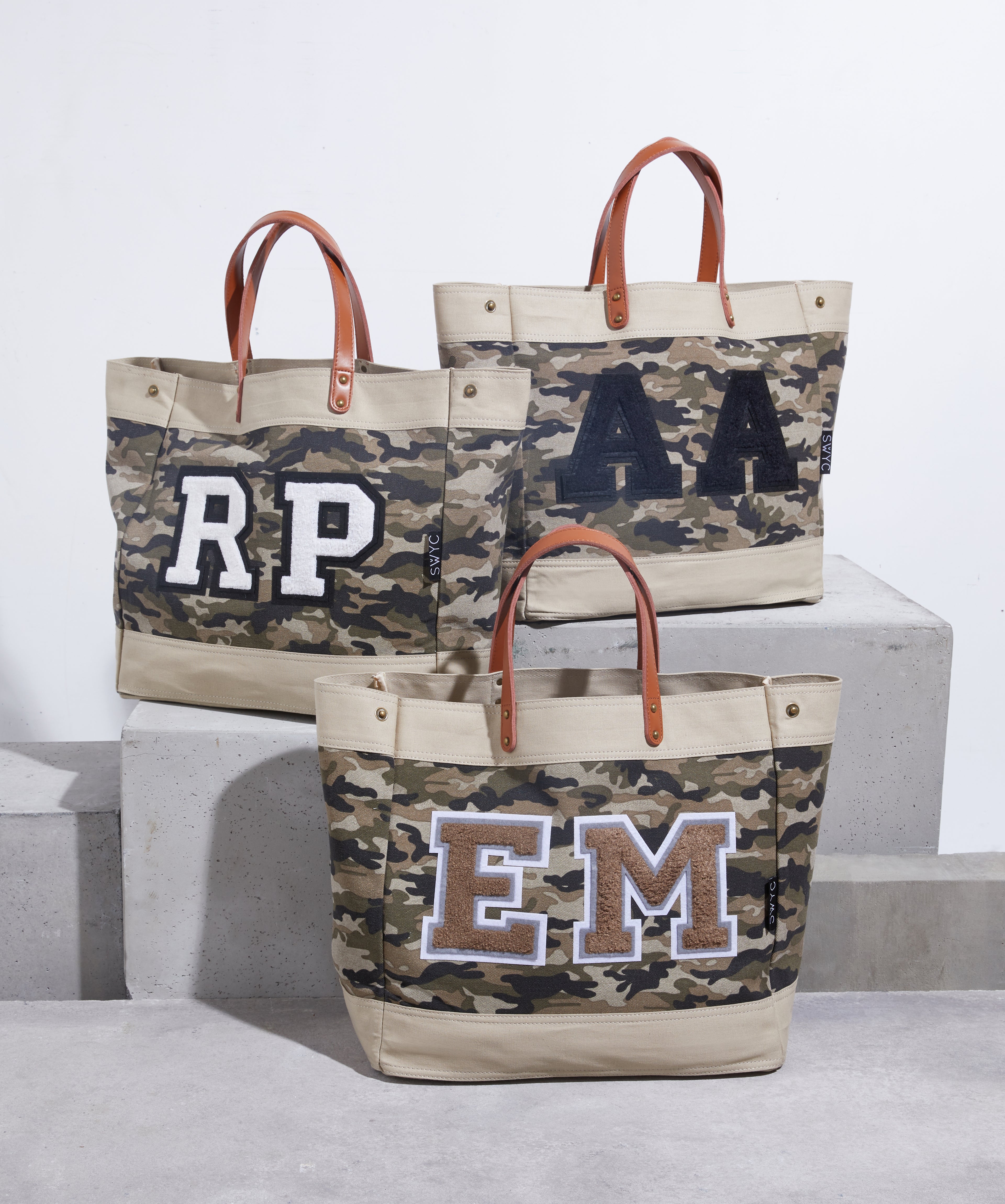 Camo print market shopper bag