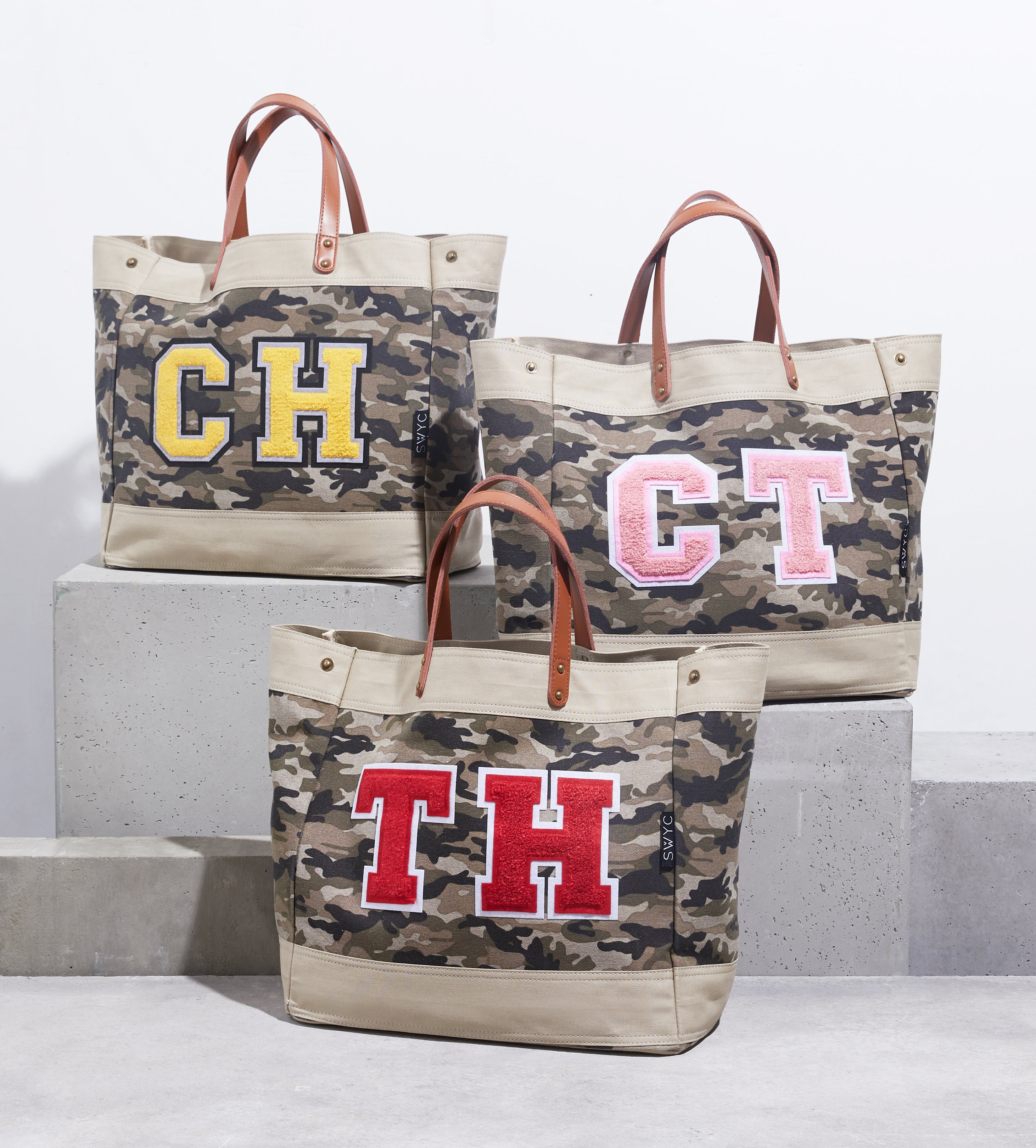 Camo print market shopper bag