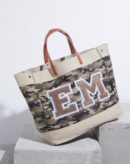 Camo print market shopper bag